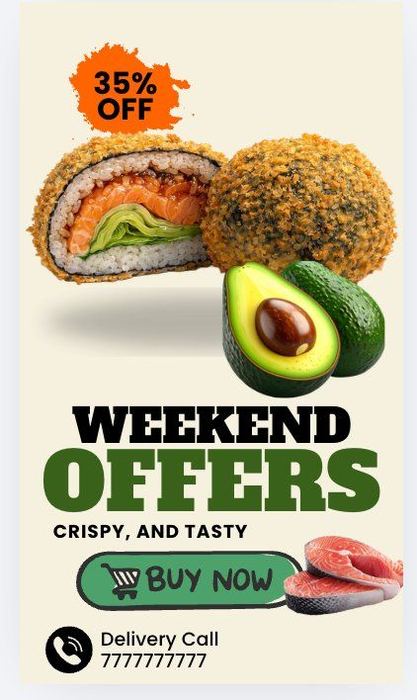 Projekt graficzny story na Instagram dla restauracji sushi — oferta weekendowa, Web Design Studio